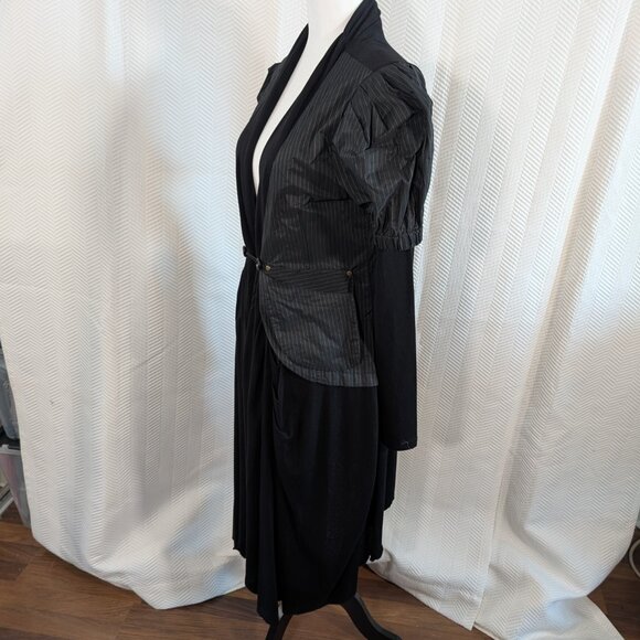 Jane & John Black Layered Knit Dress Coat Cardigan Avant-Garde Small - Picture 2 of 16